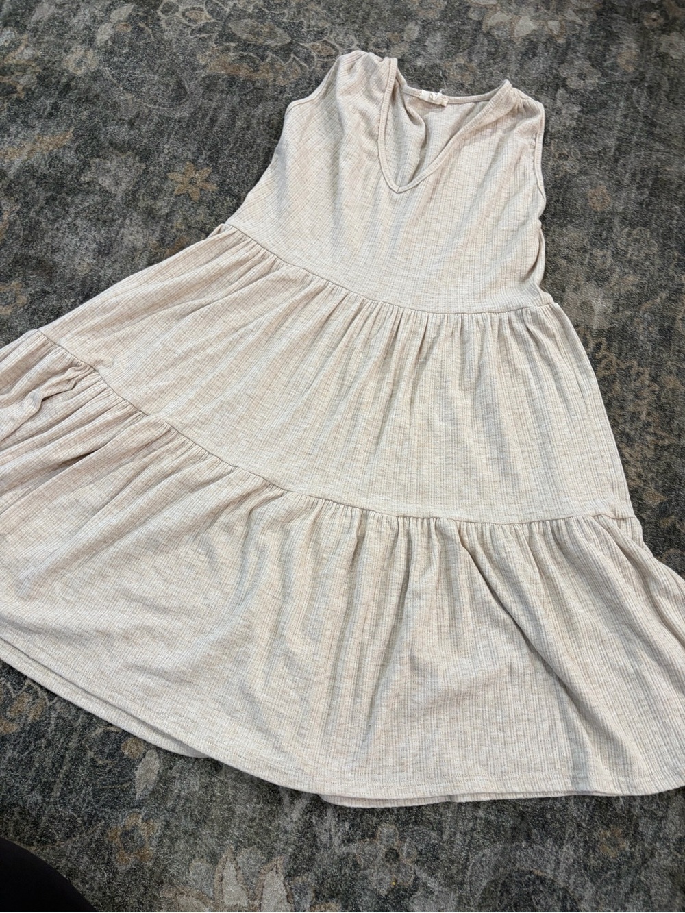 See You Monday Light Beige Tiered Sleeveless Dress